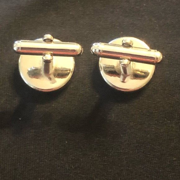 Cuff Links (Light Rust, Blue & Cream). Perfect football for season AU & FL. 🏈 - Picture 2 of 2